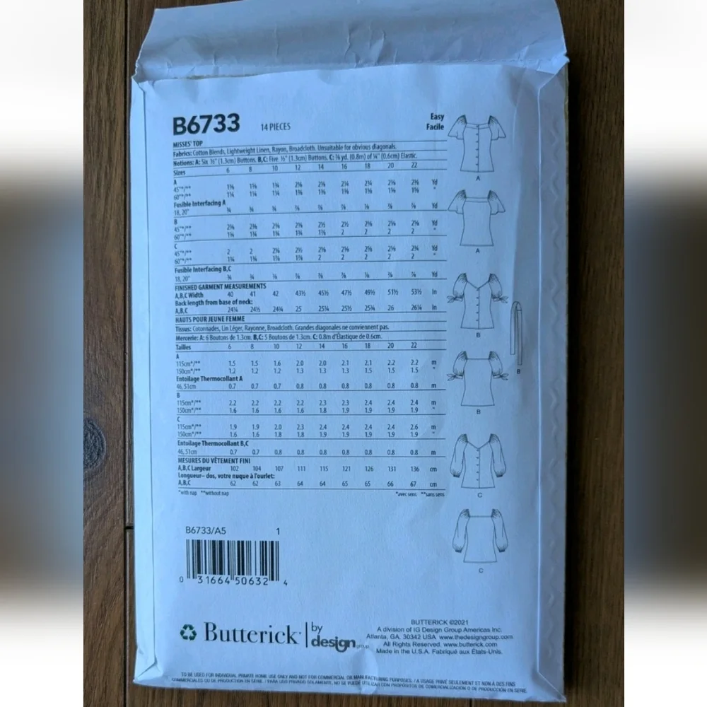 Butterick b6733 misses